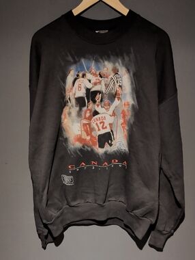 Hanes Black Crewneck Sweatshirt with Team Canada Hockey Graphic